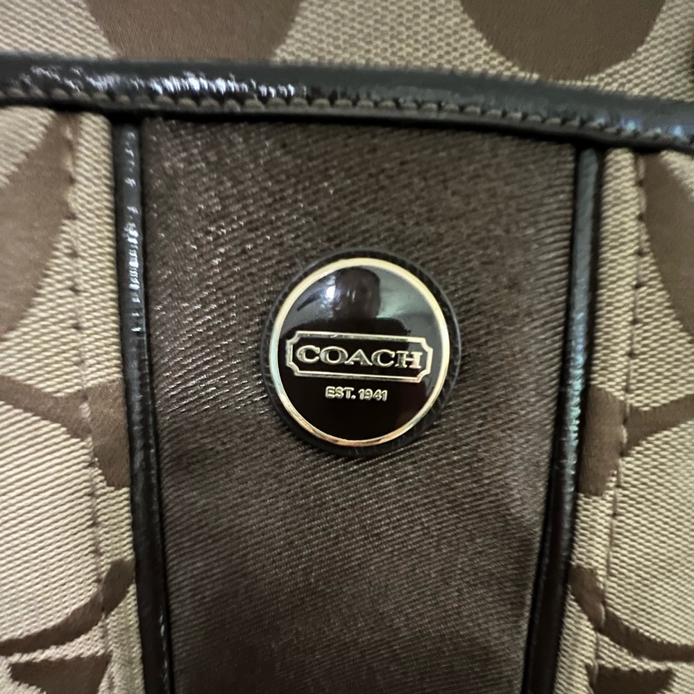 Coach Signature Brown/Tan Shoulder Multi-Purpose or Diaper Bag - Picture 3 of 16